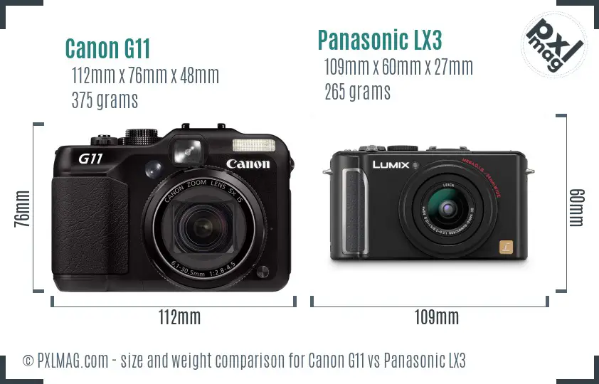 Canon G11 vs Panasonic LX3 size comparison
