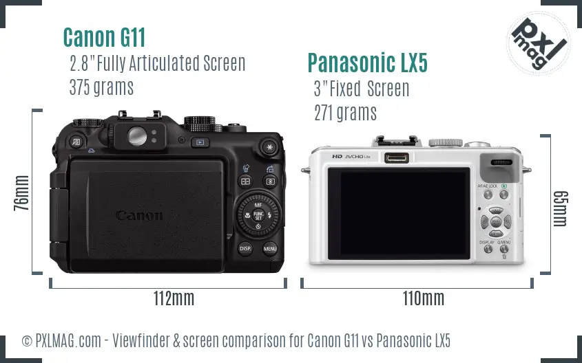 Canon G11 vs Panasonic LX5 Screen and Viewfinder comparison