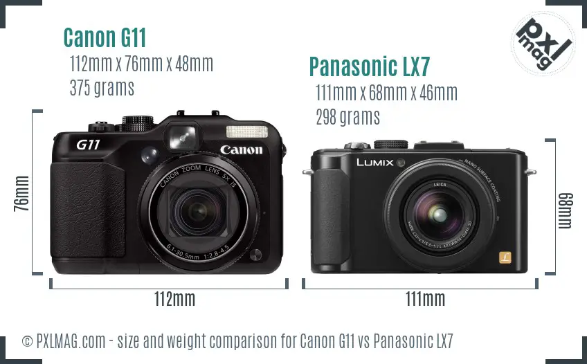 Canon G11 vs Panasonic LX7 size comparison