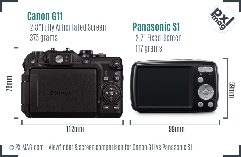 Canon G11 vs Panasonic S1 Screen and Viewfinder comparison