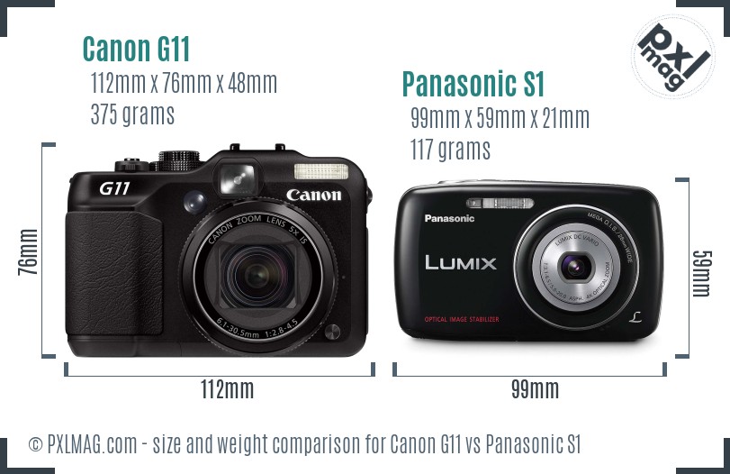 Canon G11 vs Panasonic S1 size comparison Canon G11 vs Panasonic S1 size comparison