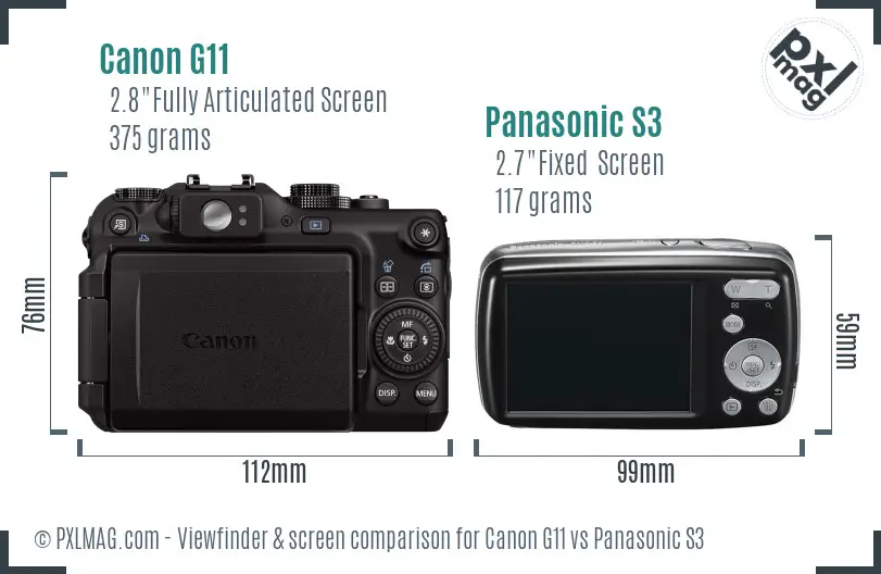 Canon G11 vs Panasonic S3 Screen and Viewfinder comparison Canon G11 vs Panasonic S3 Screen and Viewfinder comparison