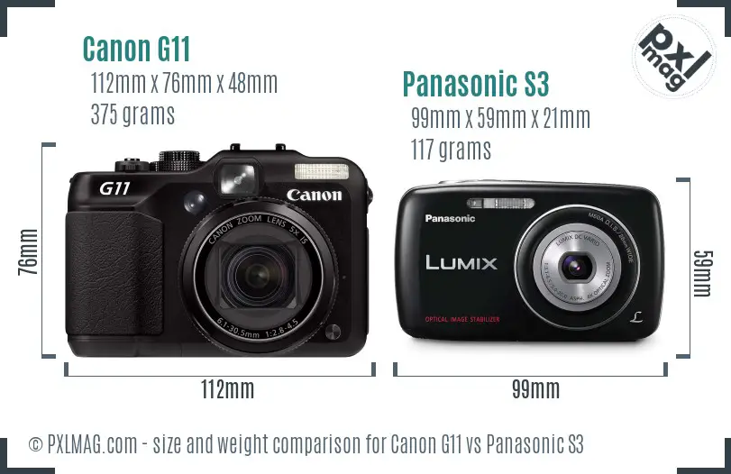 Canon G11 vs Panasonic S3 size comparison Canon G11 vs Panasonic S3 size comparison