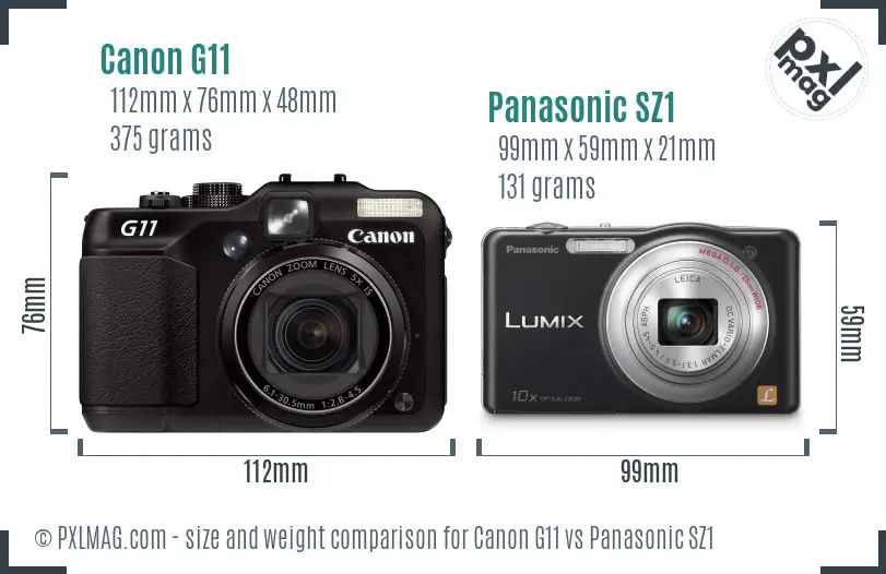 Canon G11 vs Panasonic SZ1 size comparison