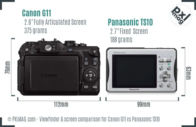 Canon G11 vs Panasonic TS10 Screen and Viewfinder comparison Canon G11 vs Panasonic TS10 Screen and Viewfinder comparison