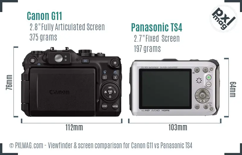 Canon G11 vs Panasonic TS4 Screen and Viewfinder comparison Canon G11 vs Panasonic TS4 Screen and Viewfinder comparison