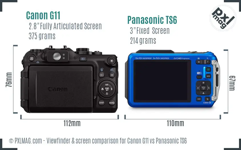 Canon G11 vs Panasonic TS6 Screen and Viewfinder comparison