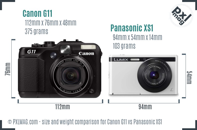 Canon G11 vs Panasonic XS1 size comparison