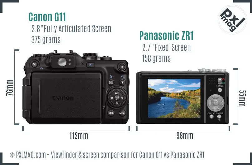 Canon G11 vs Panasonic ZR1 Screen and Viewfinder comparison Canon G11 vs Panasonic ZR1 Screen and Viewfinder comparison