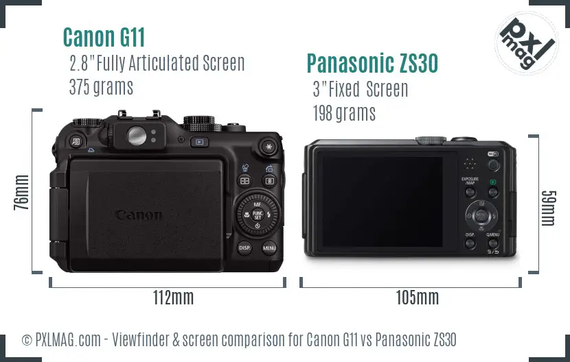 Canon G11 vs Panasonic ZS30 Screen and Viewfinder comparison Canon G11 vs Panasonic ZS30 Screen and Viewfinder comparison