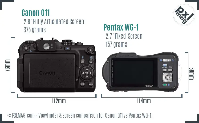 Canon G11 vs Pentax WG-1 Screen and Viewfinder comparison