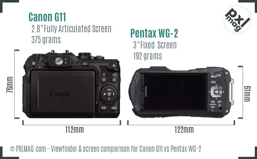 Canon G11 vs Pentax WG-2 Screen and Viewfinder comparison Canon G11 vs Pentax WG-2 Screen and Viewfinder comparison