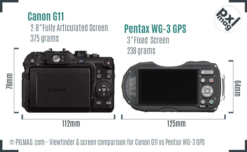 Canon G11 vs Pentax WG-3 GPS Screen and Viewfinder comparison Canon G11 vs Pentax WG-3 GPS Screen and Viewfinder comparison