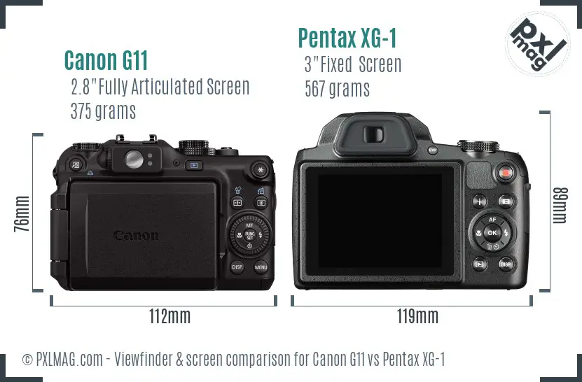 Canon G11 vs Pentax XG-1 Screen and Viewfinder comparison Canon G11 vs Pentax XG-1 Screen and Viewfinder comparison