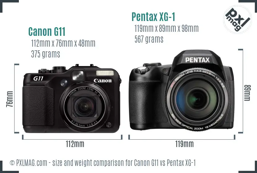 Canon G11 vs Pentax XG-1 size comparison Canon G11 vs Pentax XG-1 size comparison