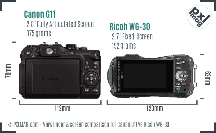 Canon G11 vs Ricoh WG-30 Screen and Viewfinder comparison Canon G11 vs Ricoh WG-30 Screen and Viewfinder comparison