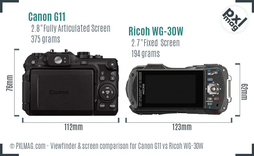 Canon G11 vs Ricoh WG-30W Screen and Viewfinder comparison Canon G11 vs Ricoh WG-30W Screen and Viewfinder comparison