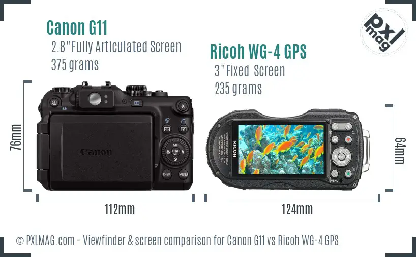Canon G11 vs Ricoh WG-4 GPS Screen and Viewfinder comparison Canon G11 vs Ricoh WG-4 GPS Screen and Viewfinder comparison