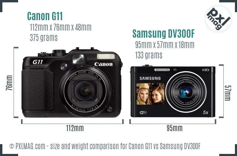 Canon G11 vs Samsung DV300F size comparison