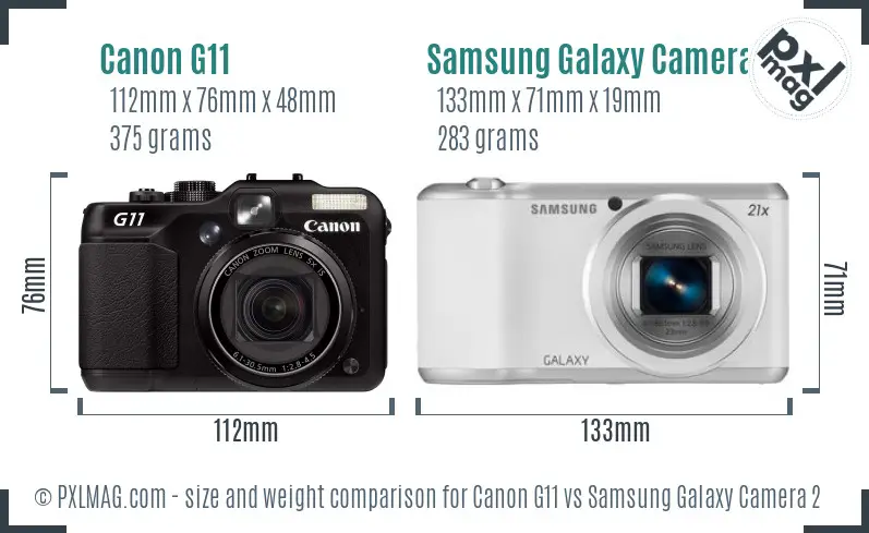 Canon G11 vs Samsung Galaxy Camera 2 size comparison
