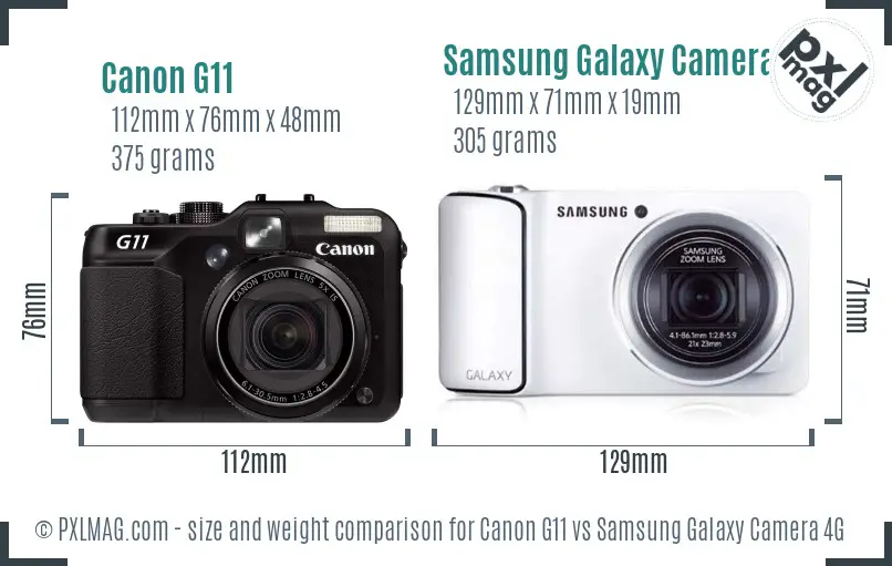 Canon G11 vs Samsung Galaxy Camera 4G size comparison