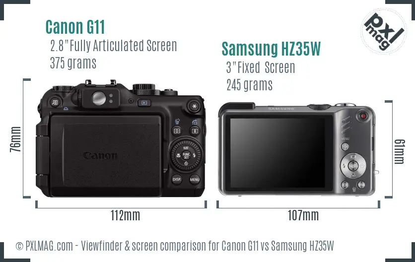 Canon G11 vs Samsung HZ35W Screen and Viewfinder comparison Canon G11 vs Samsung HZ35W Screen and Viewfinder comparison