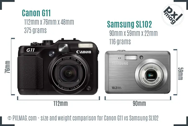 Canon G11 vs Samsung SL102 size comparison