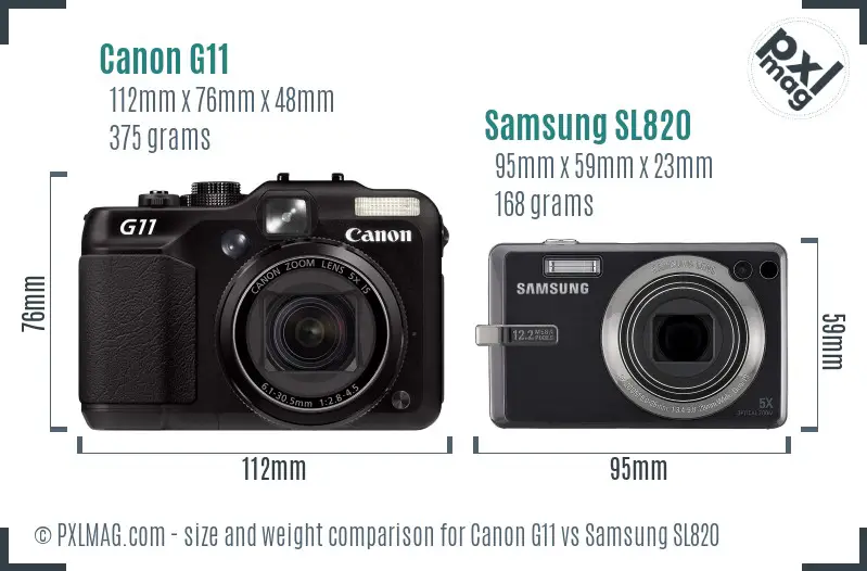 Canon G11 vs Samsung SL820 size comparison