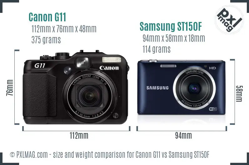 Canon G11 vs Samsung ST150F size comparison