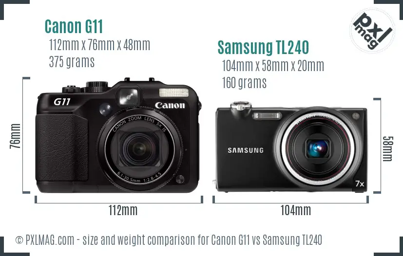 Canon G11 vs Samsung TL240 size comparison
