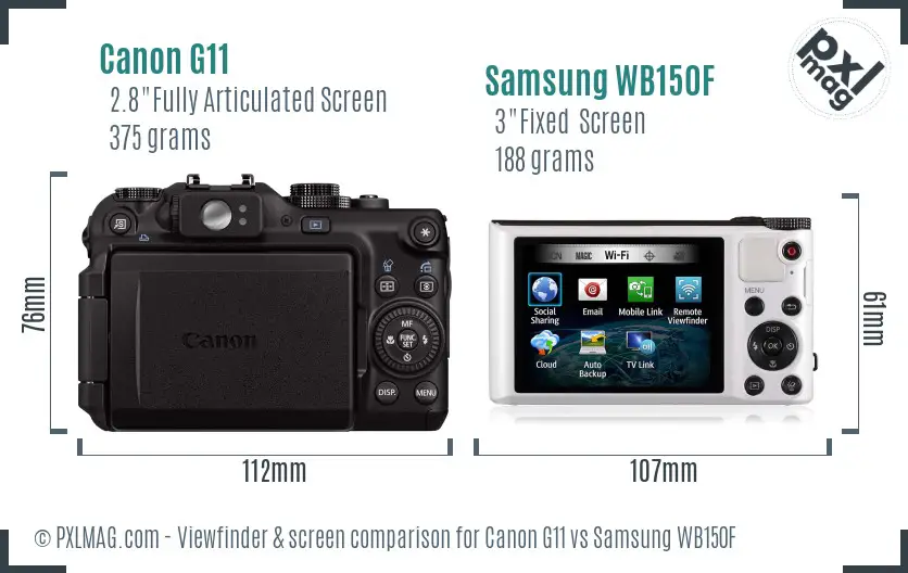 Canon G11 vs Samsung WB150F Screen and Viewfinder comparison Canon G11 vs Samsung WB150F Screen and Viewfinder comparison