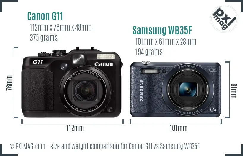 Canon G11 vs Samsung WB35F size comparison