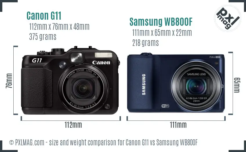 Canon G11 vs Samsung WB800F size comparison