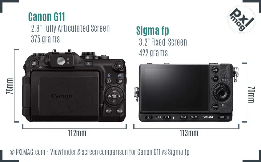 Canon G11 vs Sigma fp Screen and Viewfinder comparison Canon G11 vs Sigma fp Screen and Viewfinder comparison