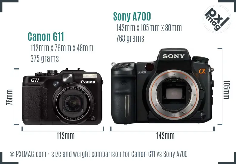 Canon G11 vs Sony A700 size comparison Canon G11 vs Sony A700 size comparison