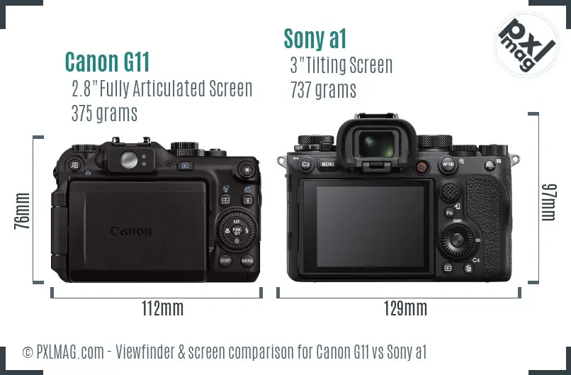 Canon G11 vs Sony a1 Screen and Viewfinder comparison Canon G11 vs Sony a1 Screen and Viewfinder comparison