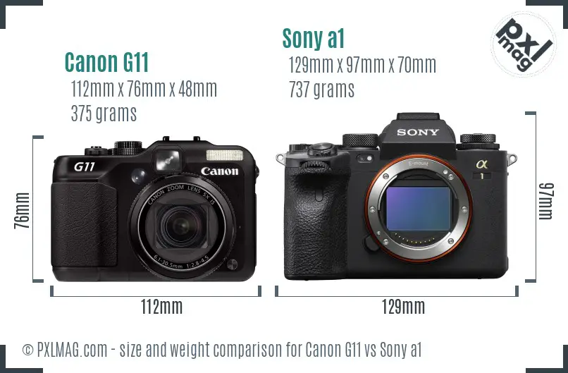 Canon G11 vs Sony a1 size comparison Canon G11 vs Sony a1 size comparison