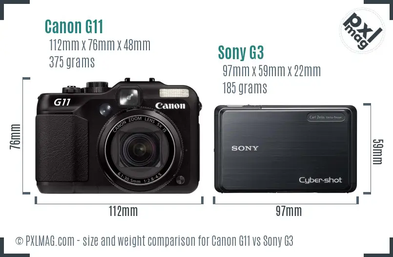 Canon G11 vs Sony G3 size comparison Canon G11 vs Sony G3 size comparison