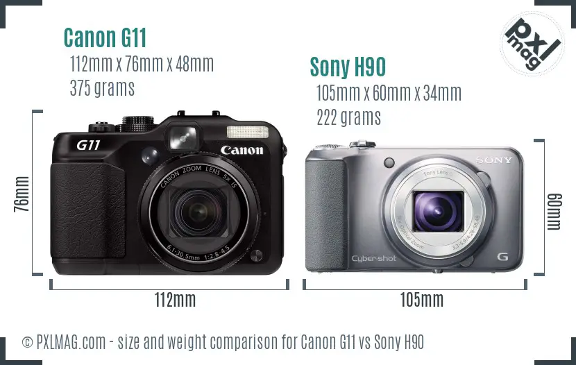 Canon G11 vs Sony H90 size comparison