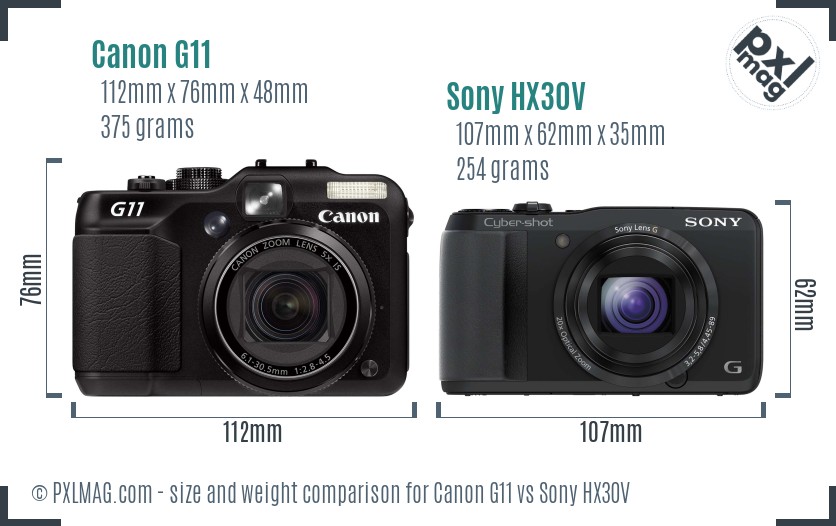 Canon G11 vs Sony HX30V size comparison Canon G11 vs Sony HX30V size comparison