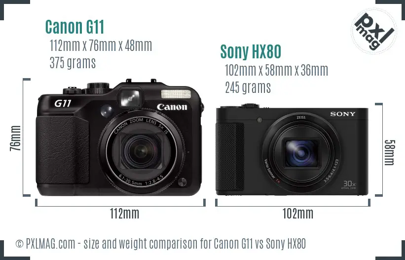 Canon G11 vs Sony HX80 size comparison