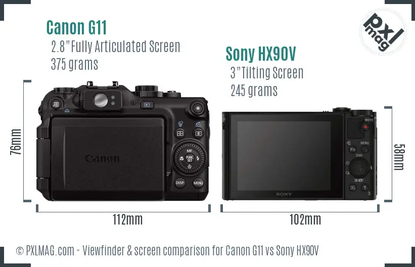 Canon G11 vs Sony HX90V Screen and Viewfinder comparison