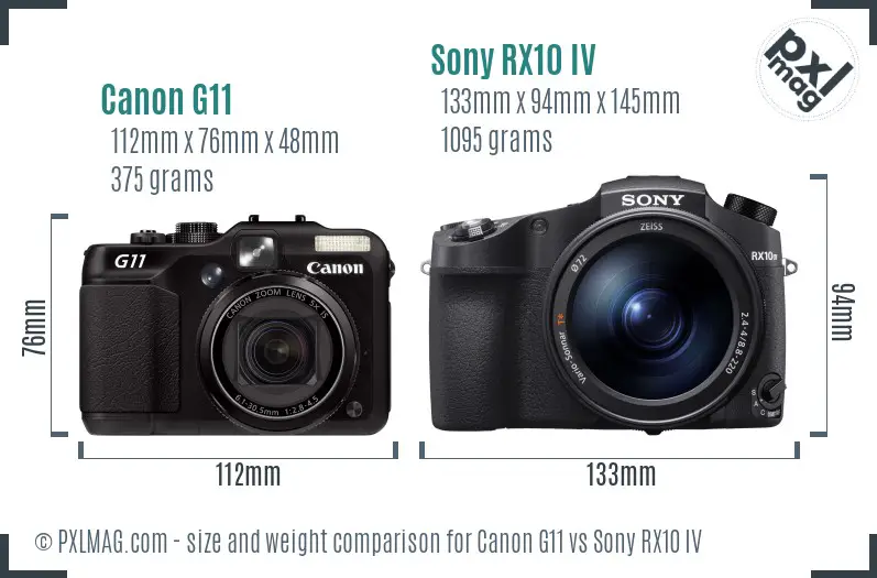 Canon G11 vs Sony RX10 IV size comparison Canon G11 vs Sony RX10 IV size comparison