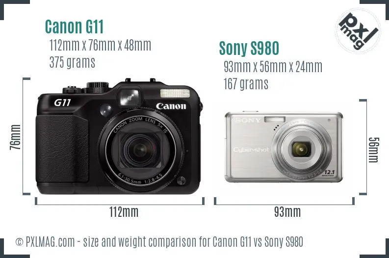 Canon G11 vs Sony S980 size comparison Canon G11 vs Sony S980 size comparison