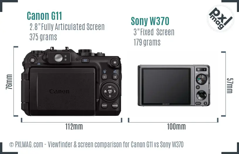 Canon G11 vs Sony W370 Screen and Viewfinder comparison Canon G11 vs Sony W370 Screen and Viewfinder comparison