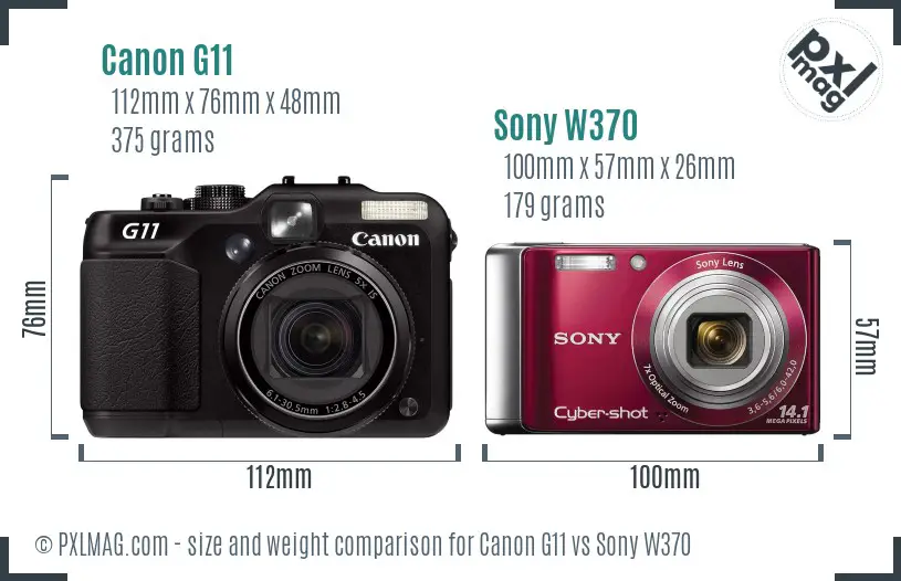 Canon G11 vs Sony W370 size comparison Canon G11 vs Sony W370 size comparison