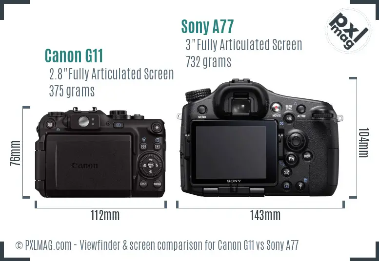 Canon G11 vs Sony A77 Screen and Viewfinder comparison Canon G11 vs Sony A77 Screen and Viewfinder comparison