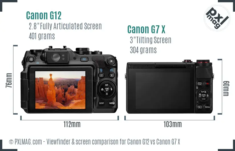 Canon G12 vs Canon G7 X Screen and Viewfinder comparison Canon G12 vs Canon G7 X Screen and Viewfinder comparison