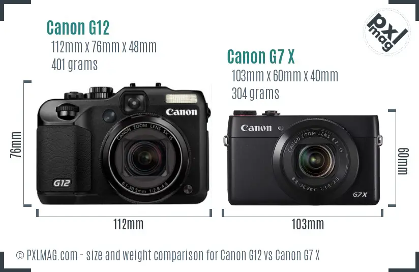 Canon G12 vs Canon G7 X size comparison Canon G12 vs Canon G7 X size comparison