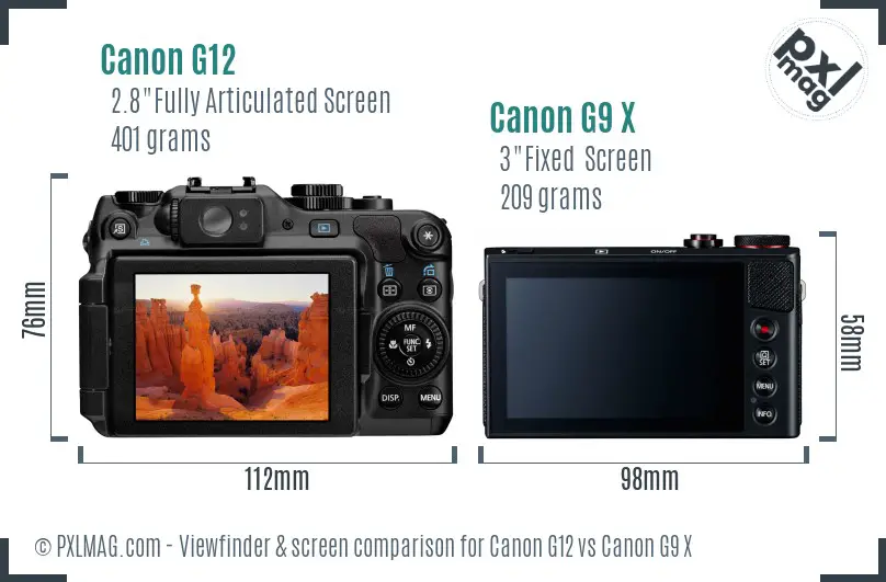 Canon G12 vs Canon G9 X Screen and Viewfinder comparison Canon G12 vs Canon G9 X Screen and Viewfinder comparison